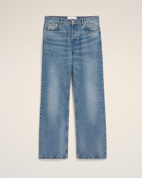 AMI PARIS Blue Cotton Large Fit Jeans Mens Apparel